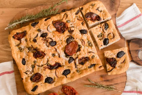 Focaccia integral exprés Focaccia integral con verduras