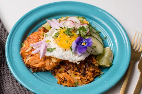Receta: rosti de papa y zanahoria Rosti de papa, zanahoria y boniato