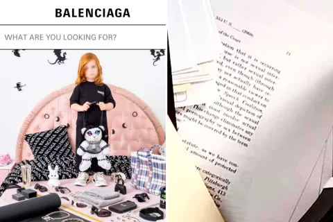 Balenciaga, lanzó una polémica campaña en la que sexualiza niños y mezcla sus fotos con sadomasoquismo La polémica campaña de Balenciaga.
