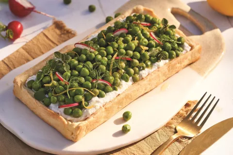 Tarta: una receta fácil y rica con arvejas y queso de cabra Cómo hacer una tarta de arvejas y queso de cabra.