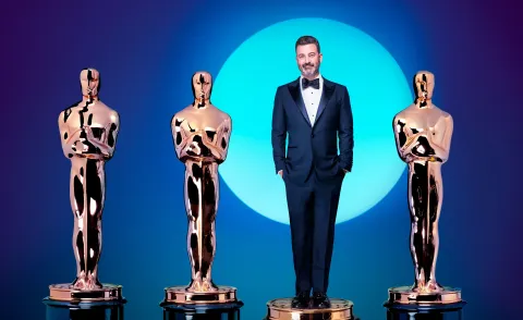 Jimmy Kimmel en el arte oficial de la entrega de los Premios Oscar 2024.