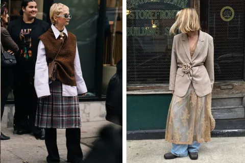Qué es la tendencia skant, la disruptiva moda que conquista el street style Skant: la tendencia que combina faldas y pantalones en un mismo outfit.