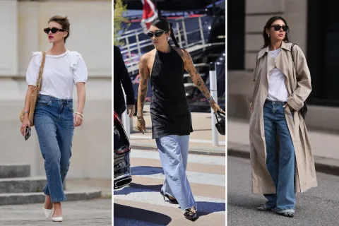 Los mejores looks de street style que adelantan la tendencia 2025 de kitten heels con jeans look street style