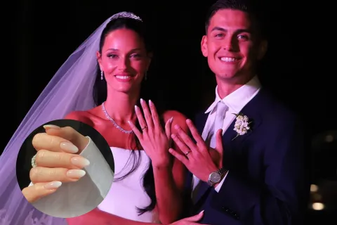 Oriana Sabatini apostó por un clásico diseño de uñas para su boda e impuso tendencia Oriana Sabatini y Paulo Dybala