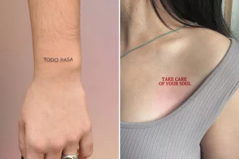 Día Internacional del Tatuaje: 8 diseños de tatuajes para mujeres con frases inspiradoras Dos diseños de tatuajes, uno dice "todo pasa" y el otro, "take care of your soul"