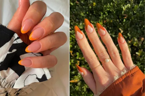Este es el color de uñas que es tendencia en 2024 y que te dará energía positiva Manos con uñas naranja.