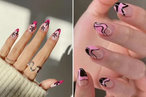Los mejores diseños de uñas rosas y negras perfectos para lucir en uñas cortas y largas uñas rosas y negras