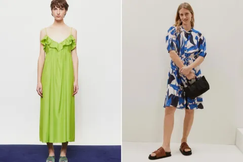 Adelanto verano 2025: 7 vestidos para la primavera que podés conseguir en liquidación Dos fotos de dos mujeres usando vestidos de marcas argentinas.