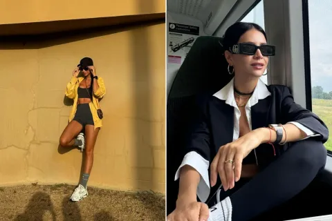 Zaira Nara y sus mejores 5 looks sporty chic, ideales para inspirarte el finde Dos fotos de Zaira Nara.