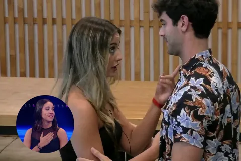 Polémica en Gran Hermano: Florencia y Nicolás se separaron por una infidelidad con Lucía Foto montaje de Florencia, Nicolás y Lucía de Gran Hermano.
