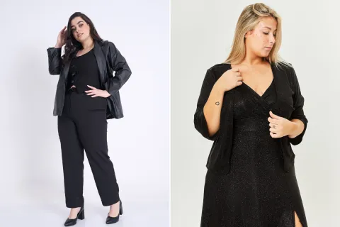 Guía de locales de Avellaneda: las mejores marcas de Flores para conseguir talles grandes Modelos vistiendo ropa de color negro.