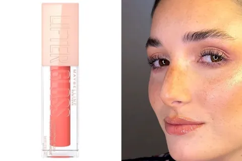 Cómo hacer un make up natural con productos virales que podés conseguir en Argentina Una foto de una mujer maquillada y otra foto de un labial.