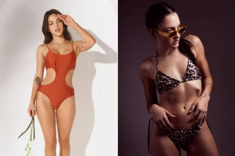 Guía de Avellaneda: 5 buenas marcas de trajes de baño en Flores para adelantarte al verano Dos fotos de modelos mujeres usando trajes de baño.