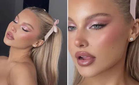 Make up "coquette": el paso a paso para lograr el maquillaje en tendencia y que quede súper natural Una mujer posando con un maquillaje suave en tonos rosas