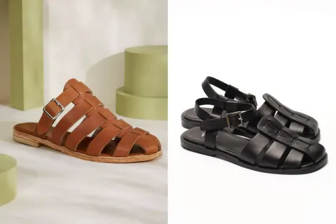 Alerta tendencia: así son las 'sandalias cangrejeras' el calzado que va a ser furor esta temporada Dos fotos de dos sandalias cangrejeras.