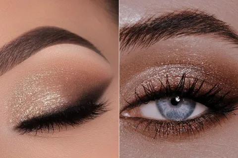 Adiós máscara de pestañas: cómo es el make up súper fácil que agranda la mirada Dos fotos de dos ojos con maquillaje que agranda la mirada.