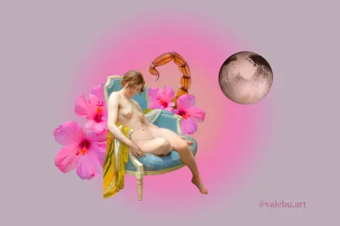 Horóscopo mensual: las predicciones para noviembre, en cada uno de los signos Una mujer en un sillón, con una cola de escorpión y una Luna.