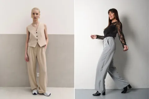 Estilo office core: 5 marcas de Avellaneda para comprar ropa que es tendencia esta temporada Dos fotos de dos modelos mujeres usando ropa office core de Flores.