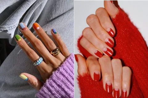 Moon manicure: conocé cómo hacer la tendencia de manicura que es viral en redes Dos fotos de manos con manicura estilo moon.