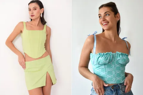 Alerta tendencia: 6 diseños de corsets que se van a ser furor esta temporada Dos fotos de dos modelos mujeres usando corsets.