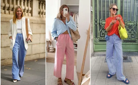 Pantalones rayados: cómo armar looks, para distintas ocasiones, con la prenda de la temporada Chica portuguesa