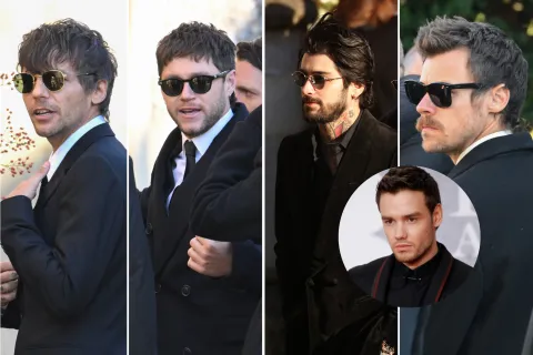 Foto armada con los miembros de One Direction en el funeral de Liam Payne.