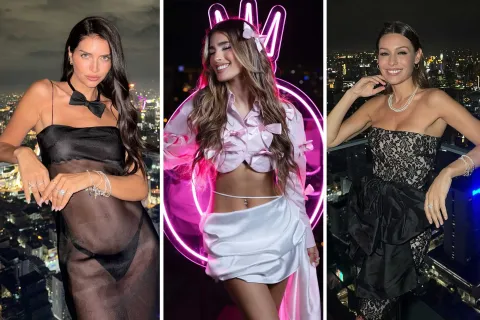 De Pampita Ardohain a Zaira Nara: los mejores looks de fiesta de las argentinas en Tailandia Zaira Nara, Juli Poggio y Pampita luciendo sus outfits en Tailandia