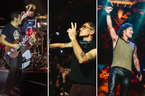 5 recitales de música que no te podés perder en lo que queda del 2024 Divididos, Emmanuel Horvilleur y Diego Torres sobre el escenario.