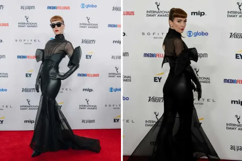 Natalia Oreiro impactó con un look total black bien dramático en la red carpet de los Emmy Internacional Natalia Oreiro se llevó todos los flashes con un estilismo en negro bien dramático e imponente
