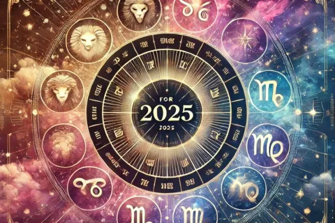 Predicciones 2025: este será tu color de la suerte para el próximo año, según tu signo del Zodíaco La rueda zodiacal, con los símbolos de los 12 signos astrales.