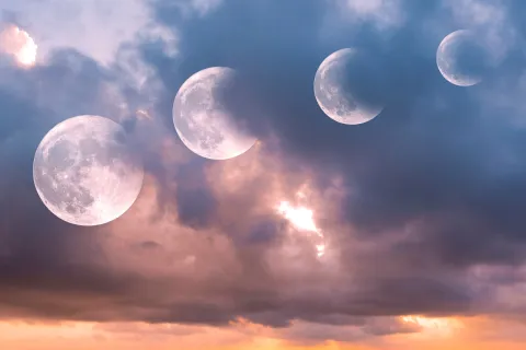 Predicciones 2025: ¿qué desafíos traerán los eclipses del próximo año y a qué signos afectan más? Las fases de un eclipse en un cielo claro.