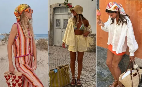Los diseños de carteras, ideales para el verano, que son furor esta temporada tres mujeres usando bolsos de rafia