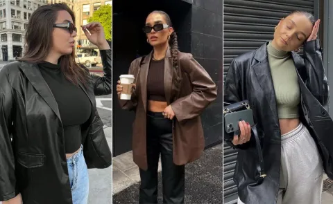La prenda que fue un clásico de los 90 y se viene con todo en el 2025 Tres mujeres usando blazer de cuero