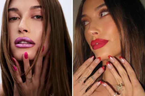 Hailey Bieber tiene los mejores diseños de uñas: inspirate con sus tendencias para el verano Fotos de Hailey Bieber mostrando las uñas.