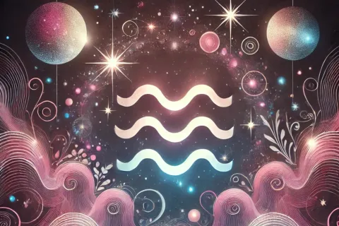 Temporada de Acuario 2025: este es el impacto de su energía astral para cada signo Símbolo de Acuario, rodeado de planetas.