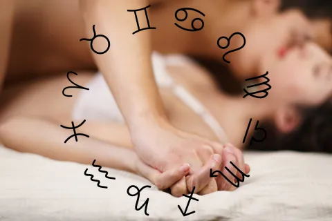 Día de los Enamorados: estas son las fantasías sexuales ideales para cada signo en San Valentín La rueda zodiacal, con los símbolos de los 12 signos astrales y una pareja en la cama.