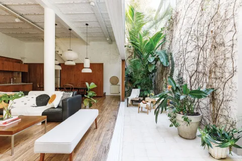 Ideas simples para integrar bien el patio al resto de la casa El gran ambiente de la planta baja queda en total conexión con el patio.