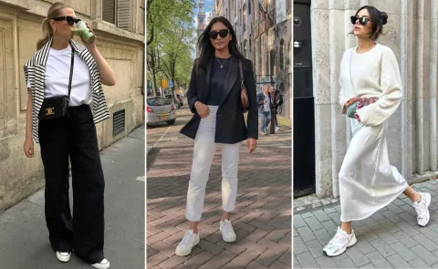 Cómodas y cancheras: cómo sumar las zapatillas deportivas a tus looks de media estación zapatillas blancas