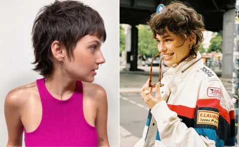 Dos mujeres usando el pelo corto