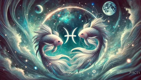 Temporada de Piscis 2025: este es el impacto de su energía astral para cada signo Dos peces con imágenes de agua y el símbolo de Piscis.