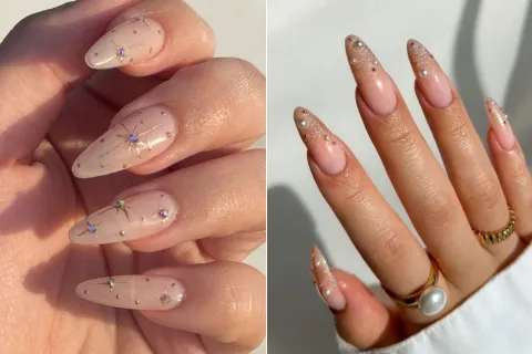 Las uñas cristales son ideales para una fiesta 