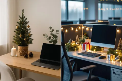 Ideas para decorar tu oficina o escritorio para las fiestas Foto de deco navideña.