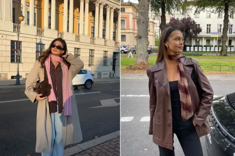 Un mujer usando una bufanda finita para el invierno 2026