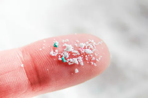 Microplásticos, la contaminación invisible que podría estar afectando tus hormonas microplásticos en un dedo