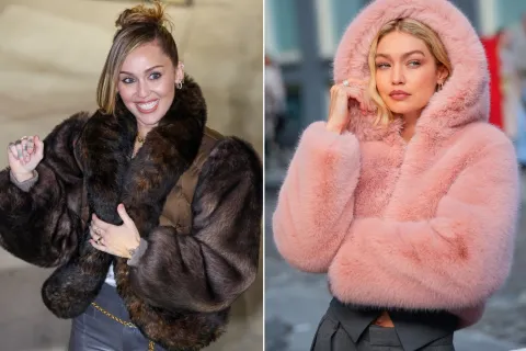 Abrigos de pelo- miley y gigi hadid