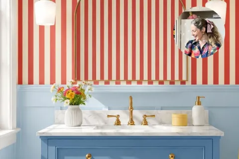 El truco simple para darle estilo y color a una pared aburrida: el tutorial viral de Lu Mallea Deco a rayas