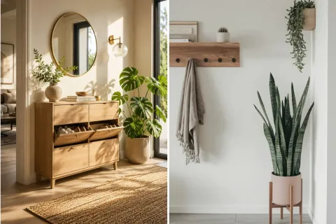 Deco con plantas en la entrada de casa segun la luz