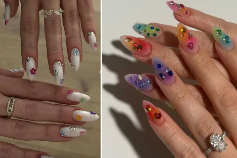 Nail Gems: los diseños de uñas con apliques que son tendencia Dos propuestas de nail art con gemas que son tendencia