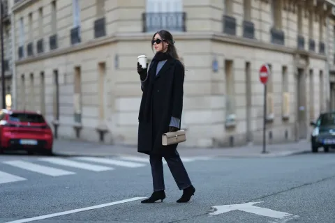 3 looks de invierno abrigados y cancheros para usar este fin de semana Mujer con tapado y botas en la calle