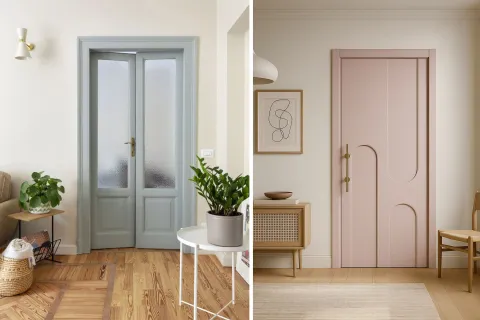 Adiós a las puertas interiores lisas: los diseños que serán protagonistas en 2027 Puertas de colores con diseños